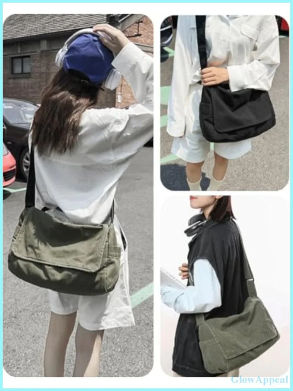 Canvas Satchel Messenger Crossbody Shoulder Bag Casual Sling Adjustable Strap